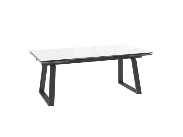 Стол ALTEZA-200, раздвижной 200(45+45)x100, МРАМОР СВЕТЛЫЙ МОДЕРН - COMPAKT CER/ЧЕРНЫЙ